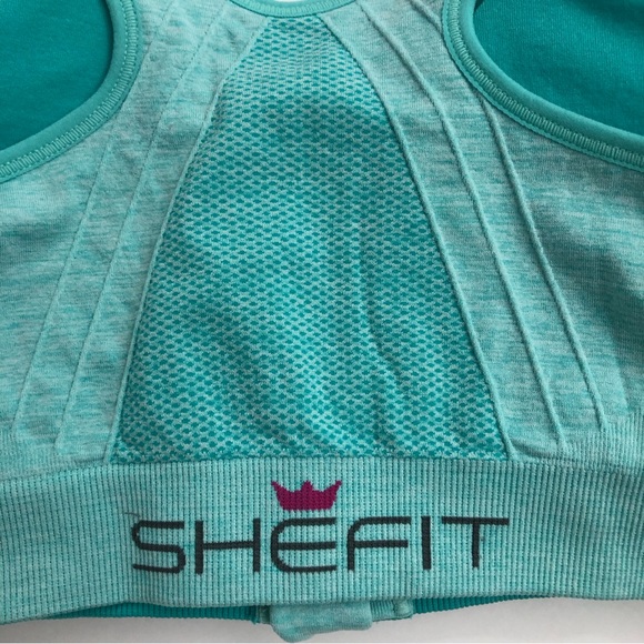 SHEFIT Sports Bra Perfect Athletic Lounge Bra Sz XS Color Mint Marble Green NWT - Picture 4 of 10